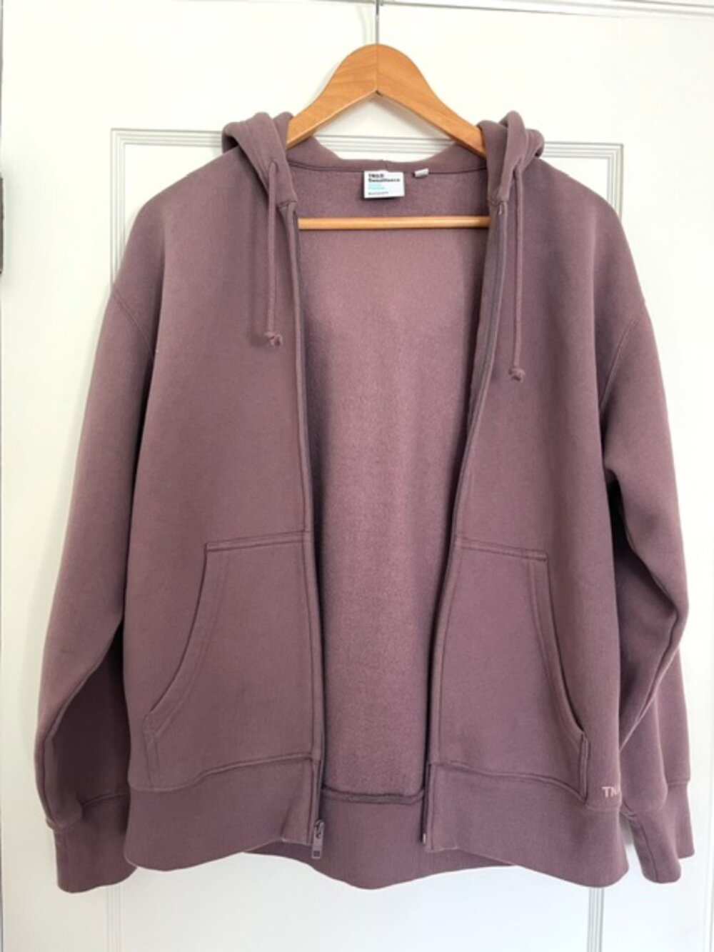 Aritzia TNA Bubble Fleece Boyfriend Zip-Up Hoodie in Mauve Dust | Size XS